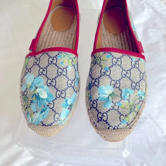 Gucci Women's Floral Espadrilles - Blue and Red - Picture 6 of 9